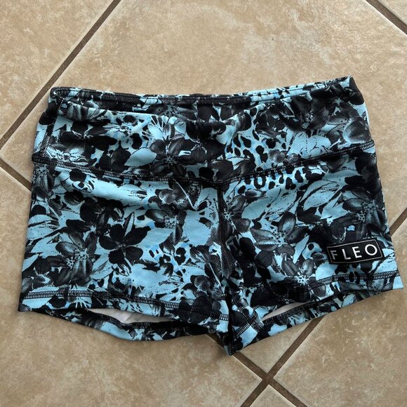 Medium Black/Light Blue Fleo Spandex Shorts - Picture 1 of 2